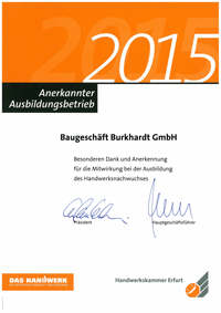 Urkunde Anerkannter Ausbildungsbetrieb